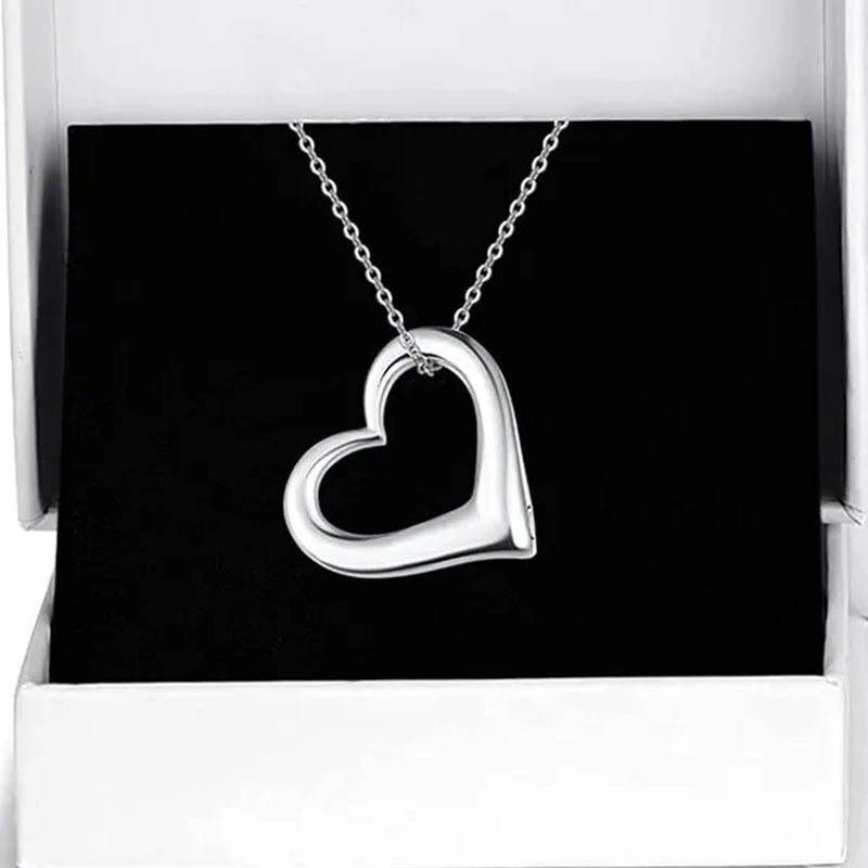 Fashion 925 Sterling Silver Heart Pendant Necklace for Women Wedding Jewelry