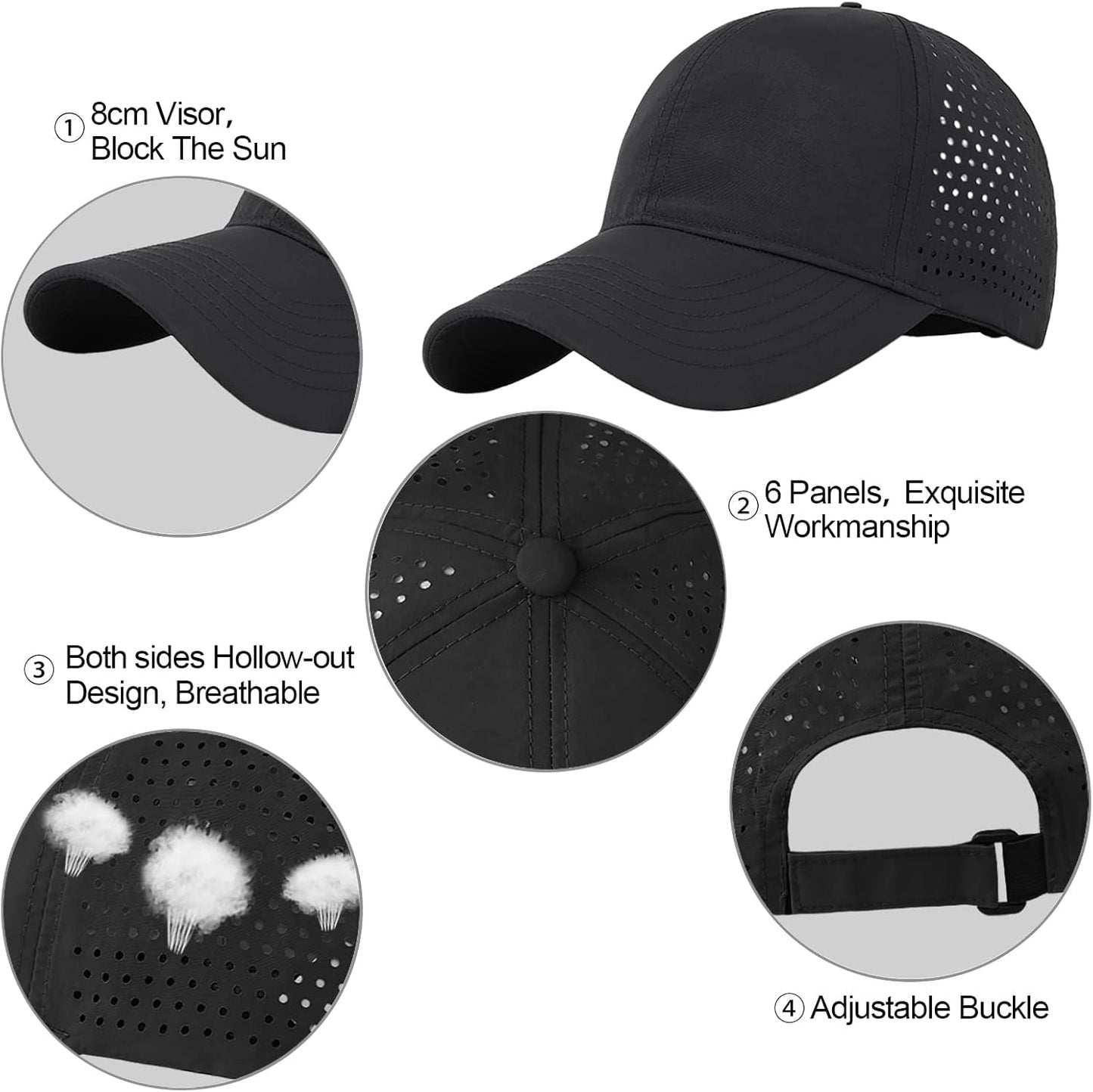 Enwokran Men Quick Dry Sport Baseball Cap, Athletic Fitted Cap Mesh Adjustable Plain Hat Running Trucker Hat for Women
