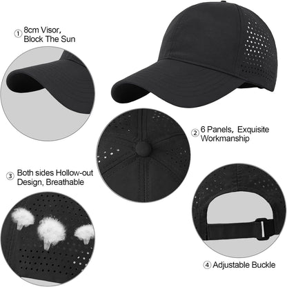 Enwokran Men Quick Dry Sport Baseball Cap, Athletic Fitted Cap Mesh Adjustable Plain Hat Running Trucker Hat for Women