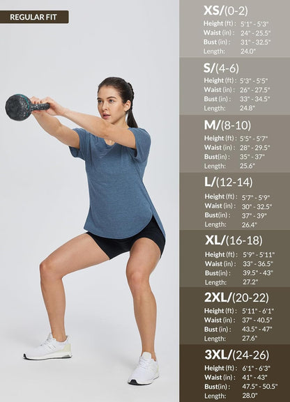 Women'S Short Sleeve Workout Shirts Tops Athletic Yoga Running Shirts Loose Fit with Side Slits Quick Dry T-Shirts