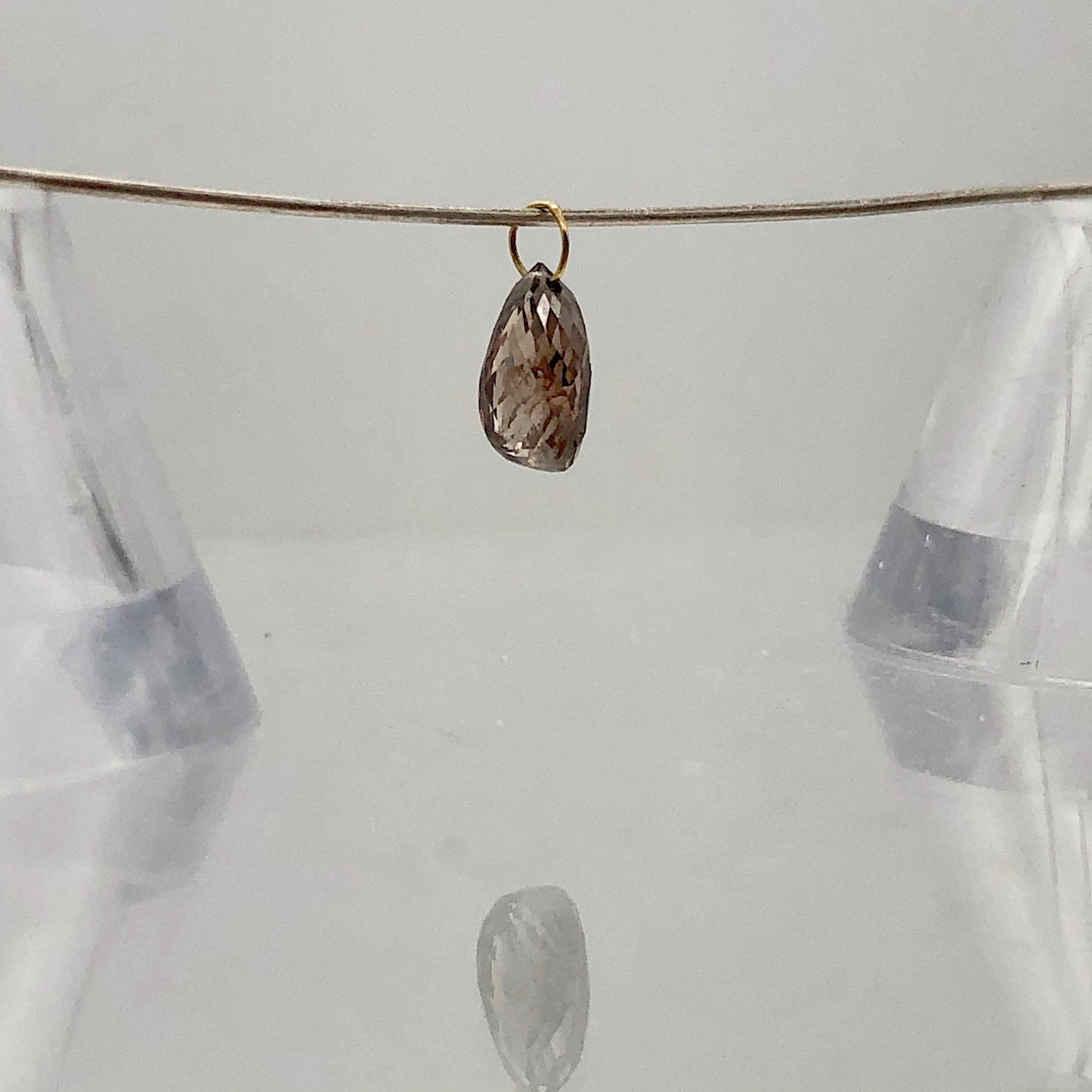 0.79Cts Champagne Diamond 18K Briolette Pendant |6.75X3.75X2.75Mm and 3Mm Loop |