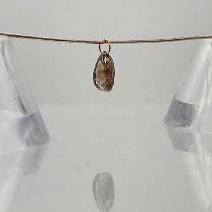 0.79Cts Champagne Diamond 18K Briolette Pendant |6.75X3.75X2.75Mm and 3Mm Loop |