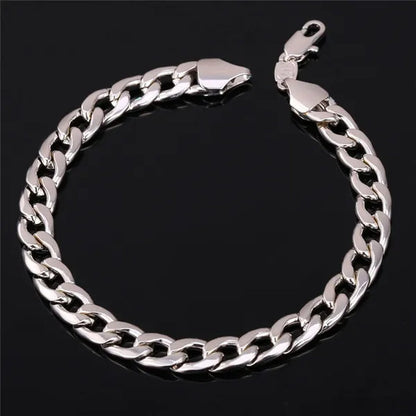Men Cuban Link Bracelet 18K Stamp Platinum/Rose Gold/Yellow Gold Plated Curb Chain Bracelets