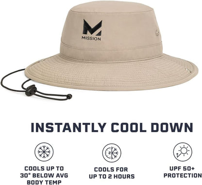 Cooling Bucket Hat - Unisex Wide-Brim Hat for Men & Women - Lightweight, Foldable & Durable - Cools up to 2 Hours