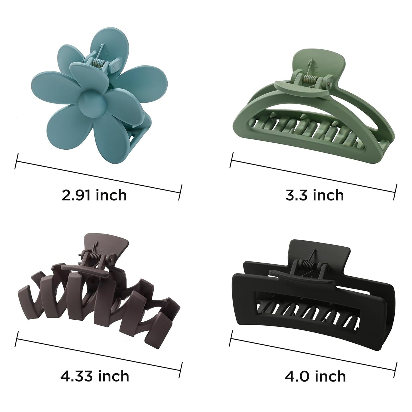8PCS Hair Clips for Women, Flower Claw Clips for Thick Hair, Non-Slip Hair Accessories with Multi-Styles, Neutral Colors Variety Pack