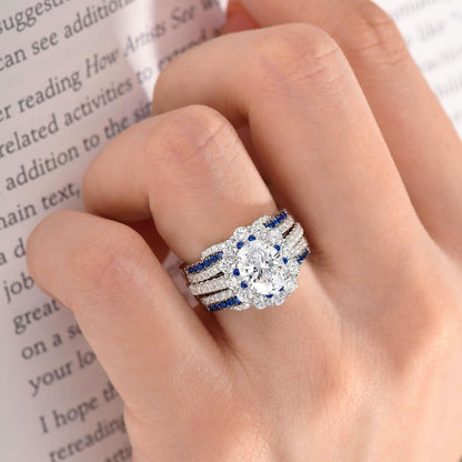 SHELOVES Blue Sapphire White CZ Ring Enhancer for Engagement Rings Infinity Wrap Guard 925 Sterling Silver 5-10