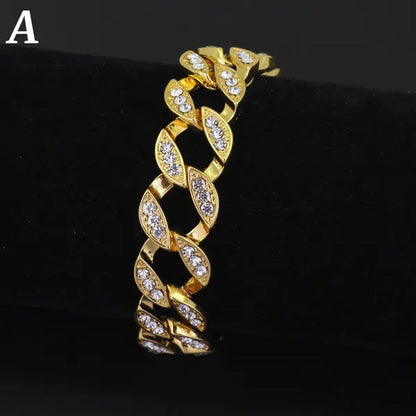 New Men'S Women'S Fashion Diamond Bracelet Gold/925 Silver Plated Bracelet Luxury Bracelet Byzantine Chain Cuban Chain Birthday Holiday Gift (8 Inch)