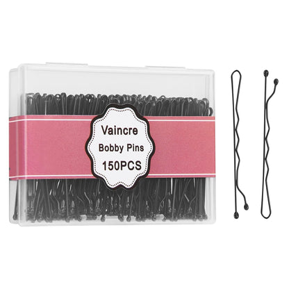 Black Bobby Pin for Buns, 150 Count Hair Pins Bulk with Storage Case, Pain-Free Hair Clips for Women and Girls (Black, 2 Inch)
