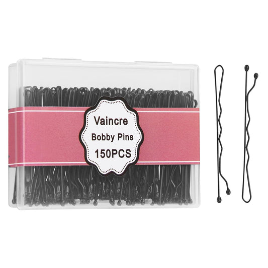 Black Bobby Pin for Buns, 150 Count Hair Pins Bulk with Storage Case, Pain-Free Hair Clips for Women and Girls (Black, 2 Inch)