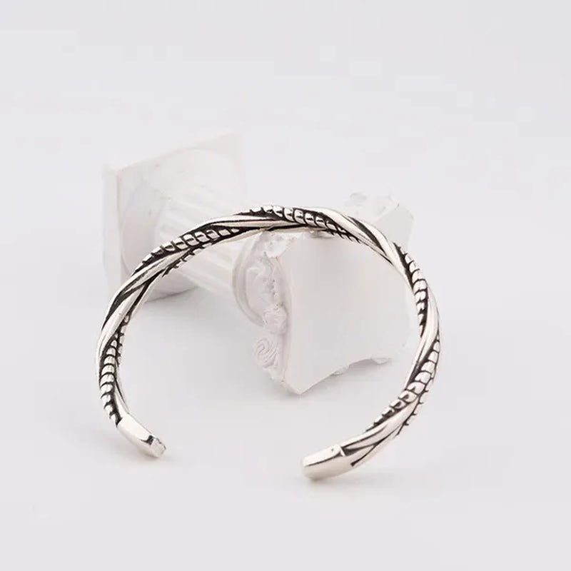 925 Sterling Silver Twisted Woven Bracelet Man Women Neutral Retro Thai Original Handmade Exquisite Unique Opening Bangle Gift