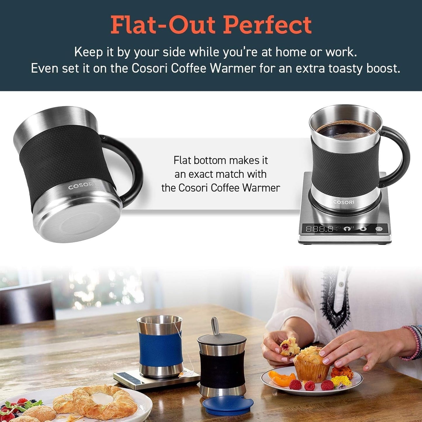 Coffee Mug with Lids Set of 2, Stainless Steel Cups with Heat-Resistant Handle & Slip-Resistant Sleeve, 17 Oz, Best Match W/Mug Warmer, for Coffee,Tea,Water,Cocoa, Milk, C1601-CM, Black & Blue - WORLD TIME VISITS