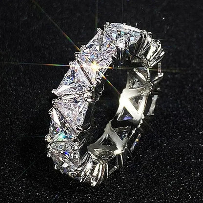 2.0Ct Triangle Cut Diamonds Eternity Band Bridal Engagement Rings for Women Wedding Party Jewelry Gift