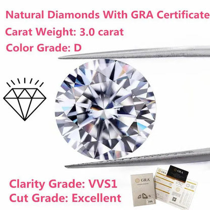 Natural Diamonds D Color round Shape VVS1 Excellent Clarity Natual Diamonds with GRA Certificate Report and Card 1.0 Carat/ 2.0 Carat /0.5 Carat,Retail Price $9999