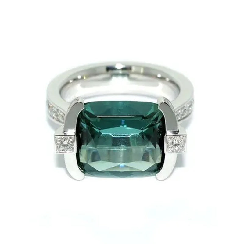 Exquisite Women'S 925 Sterling Silver Tsavorite Ring Princess Bride Wedding Engagement Band Jewelry Rings Size 5-11 - WORLD TIME VISITS