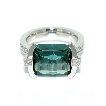 Exquisite Women'S 925 Sterling Silver Tsavorite Ring Princess Bride Wedding Engagement Band Jewelry Rings Size 5-11 - WORLD TIME VISITS