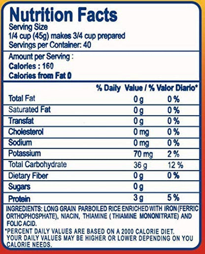 Parboiled Long Grain Rice - Arroz Precocido, 4 Lb., Kosher Certified, Made in USA
