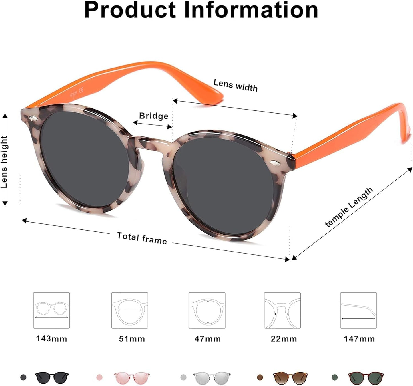 Retro round Polarized Sunglasses for Women Men Classic Vintage Sunnies SJ2069