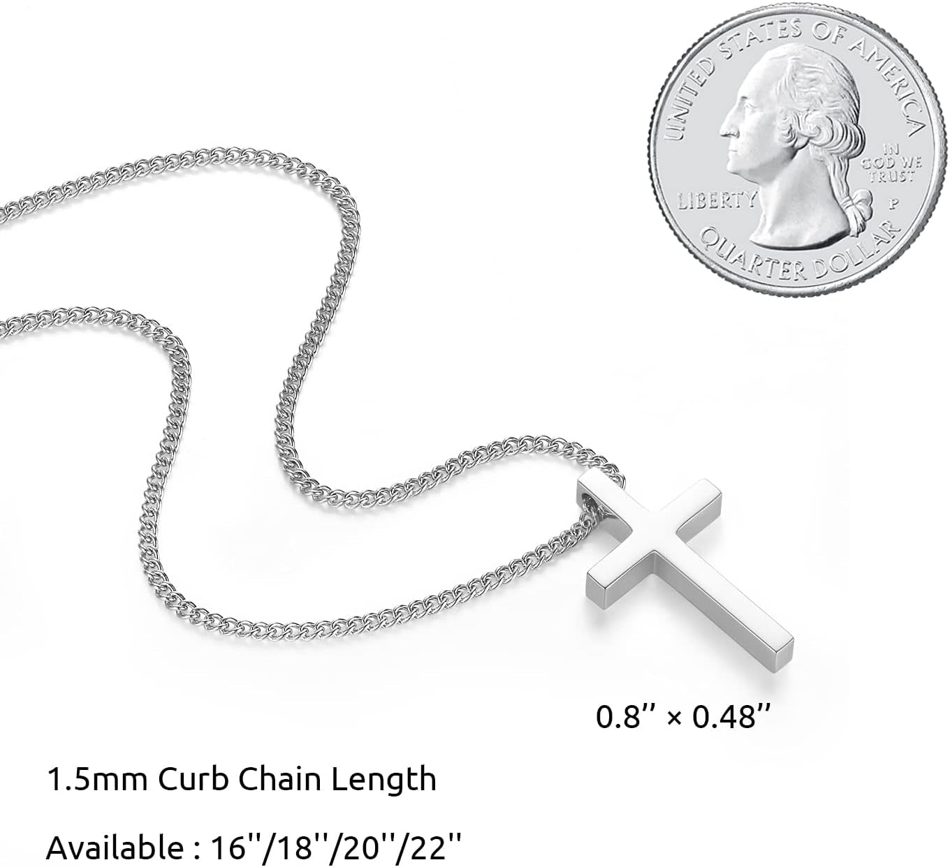 Black Gold Silver Cross Necklace for Boys Stainless Steel Mens Cross Pendant Chain Necklace for Men Women Religious Jewelry Gifts for Boys Girls Chain 16-24 Inches