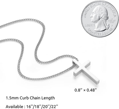 Black Gold Silver Cross Necklace for Boys Stainless Steel Mens Cross Pendant Chain Necklace for Men Women Religious Jewelry Gifts for Boys Girls Chain 16-24 Inches