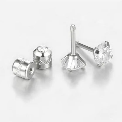 2Pc/Pair New Fashion Crystal Zircon Stainless Steel Stud Earrings Elegant Jewelry for Women