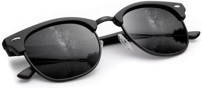 Sunglasses Men Polarized Sunglasses for Men Women Unisex Semi-Rimless Frame Retro Driving Sun Glasses UV Blocking