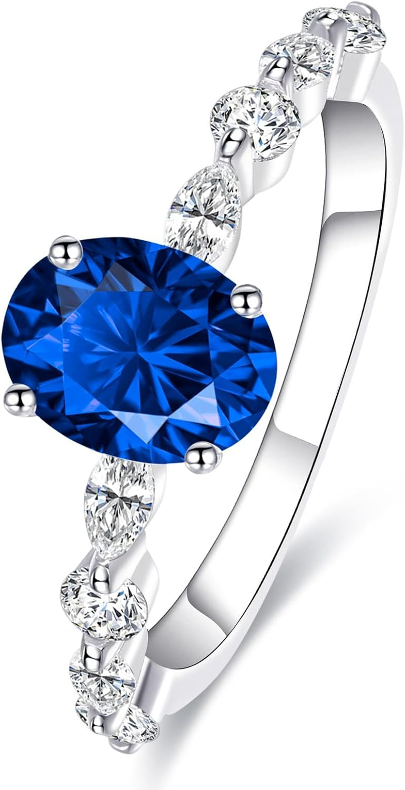 1.5Ct White Gold Plated Silver Engagement Ring for Women Oval Cut Cubic Zirconic Engagement Ring CZ Wedding Ring for Women Promise Rings Band Width 2.2Mm Size 5-9 - WORLD TIME VISITS