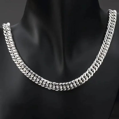 Solid 925 Sterling Silver Men's 10mm Noble Luxury Charm Fashion Chain Necklace