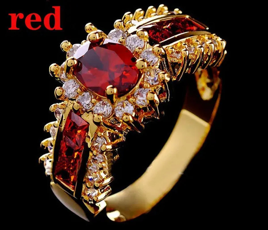 Jewelry Women Men's Blue Sapphire Cz 18K Golden Plated Wedding Rings Sz 7 8 9 10 11 ( Choice Color and Size )