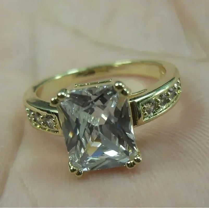 Natural 3.58CT White Diamond 14K Yellow Gold Wedding Ring Size 6-10