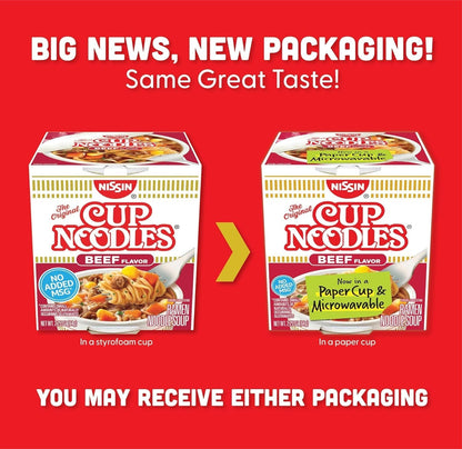 Cup Noodles Soup, Beef Flavor, Microwaveable Paper Cups, Instant Ramen, 2.25 Ounce (Pack of 12) - WORLD TIME VISITS