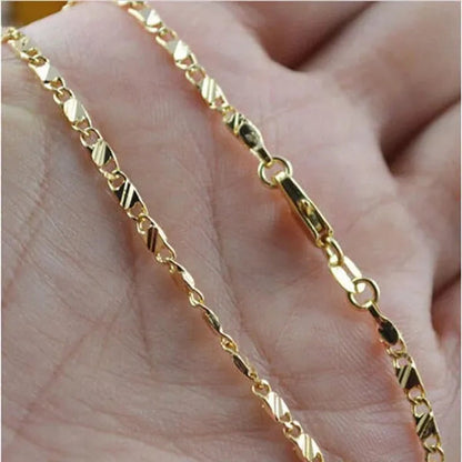 New Fashion Luxury Exquisite Men and Women Fashion Solid  Chain Necklace 2mm Wide and Thin Necklace Bridal Wedding Engagement High Jewelry Size: 16-30 Inches