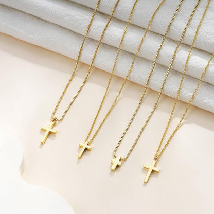 Cross Necklace for Women Trendy - Dainty 14K Gold Plated Cross Choker Pendant Necklaces Simple Tiny Cute Necklace Christian Baptism Religious Faith Jewelry Gift for Women