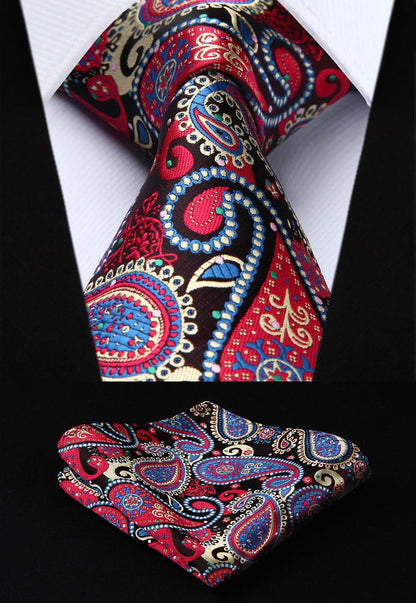 Mens Ties Set 5PCS Collection Tie with Pocket Sqaure Formal Business Necktie Present Box Neckties Set for Men