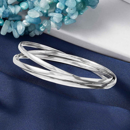 Italian Sterling Silver Rolling Bangle Bracelet. 8.5 Inches