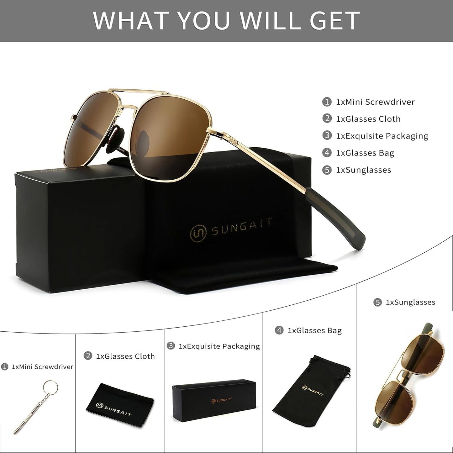 Men'S Military Style Polarized Pilot Aviator Sunglasses Bayonet Temples