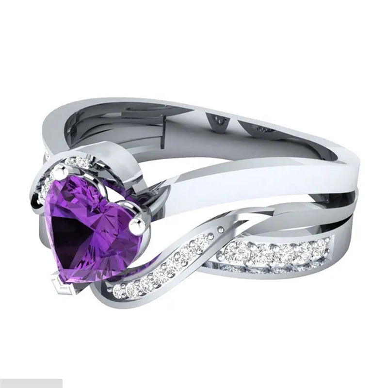 Natural Black Sapphire & Diamond Heart Cut Engagement Wedding 18 K White Gold Filled Ring