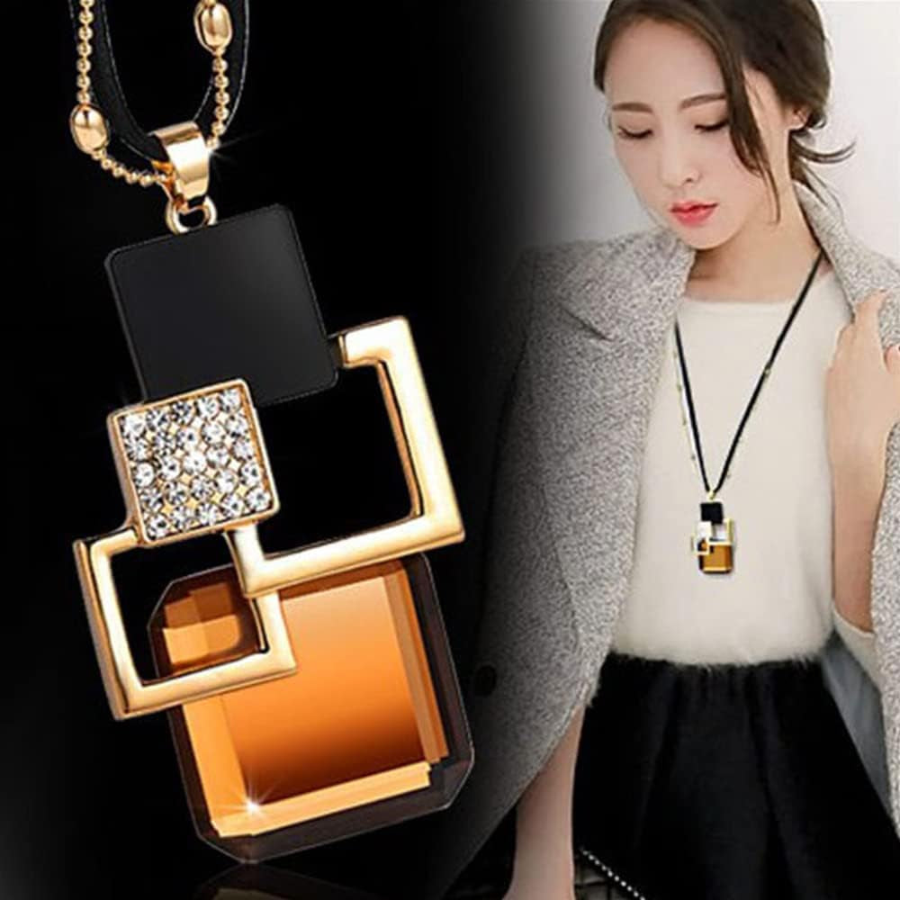 Long Necklace Pendant with Rubies and Diamonds Fashion Retro All-Match Clothing Accessories Suitable for Party Festival Travel Vacation Best Gifts for Ladies and Girls