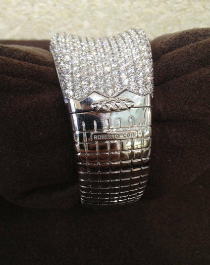 ROBERTO COIN STAMPED ORIGINAL BANGLE DIAMOND ROUND ADJUSTABLE SIZE NO BOX NO PAPER