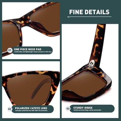 Narrow Small Vintage Polarized Cat Eye Sunglasses for Women