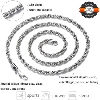 Diamond Cut 925 Sterling Silver Chain Rope Chain Italian Silver Necklace Chain for Women Men Super Shiny Durable 2MM-4MM