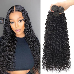 Water Wave Bundles 18 20 22 Inch Wet and Wavy Human Hair Weave Bundles 10A Brazilian Virgin Water Wave Hair 3 Bundles Human Hair Extensions for Black Women Natural Color