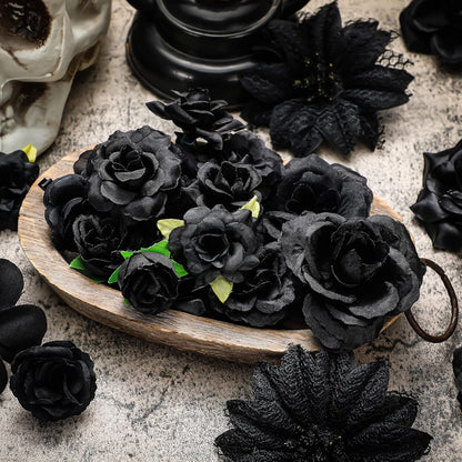 21 Pcs Flower Hair Clip Rose Hair Clips Barrettes for Women Flower Accessories Boho Bride Claw Clip Hairpin Brooch Pin Headpiece for Wedding(Black)