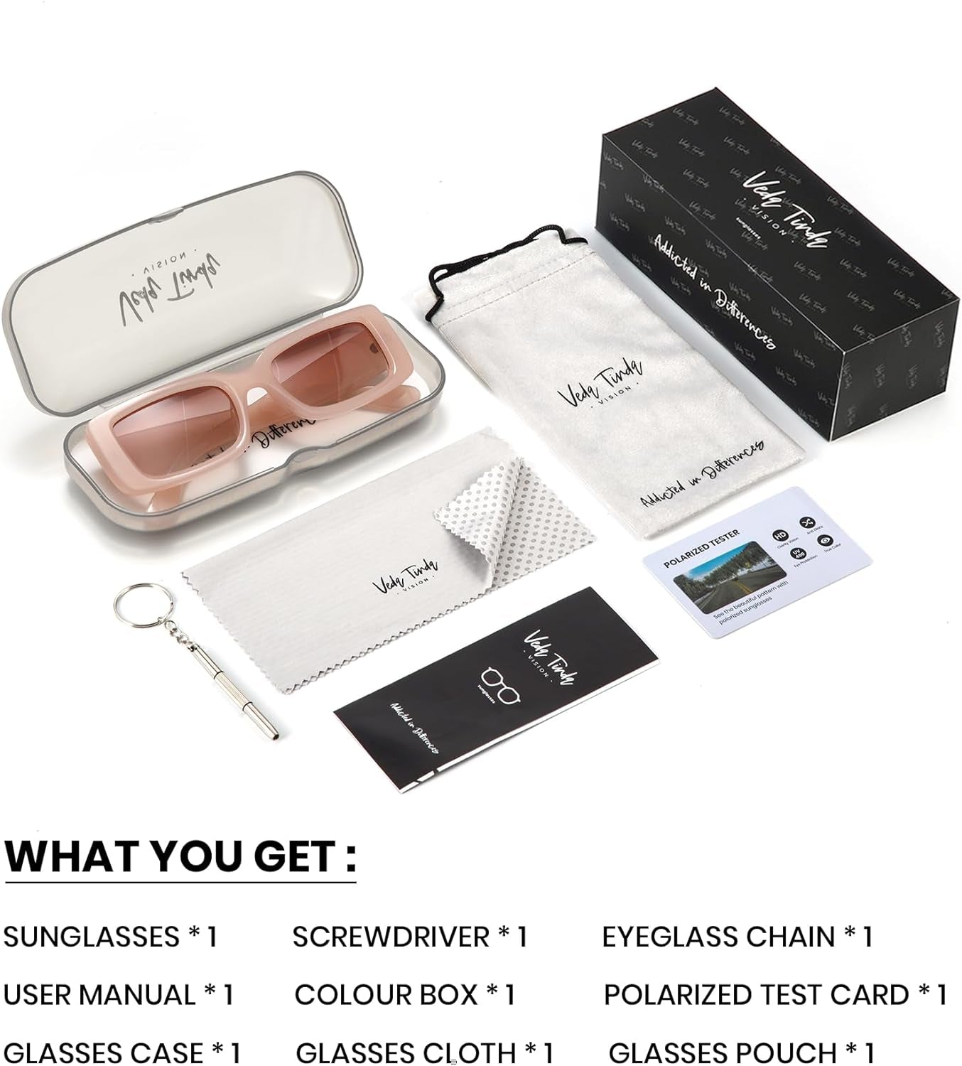 Rectangle Sunglasses Men Tinted Polarized Big Square Retro 90S Vintage Y2K Glasses for Women UV Protection