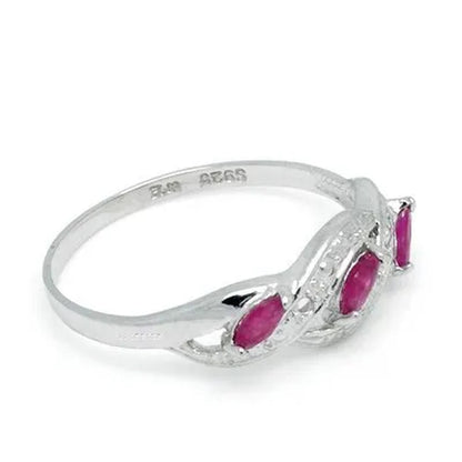 CoLife Jewelry Fashion Silver Ruby Ring for Woman 2.5mm * 5mm Natural Ruby Silver Ring 925 Silver Ruby Jewelry Gift for Wife