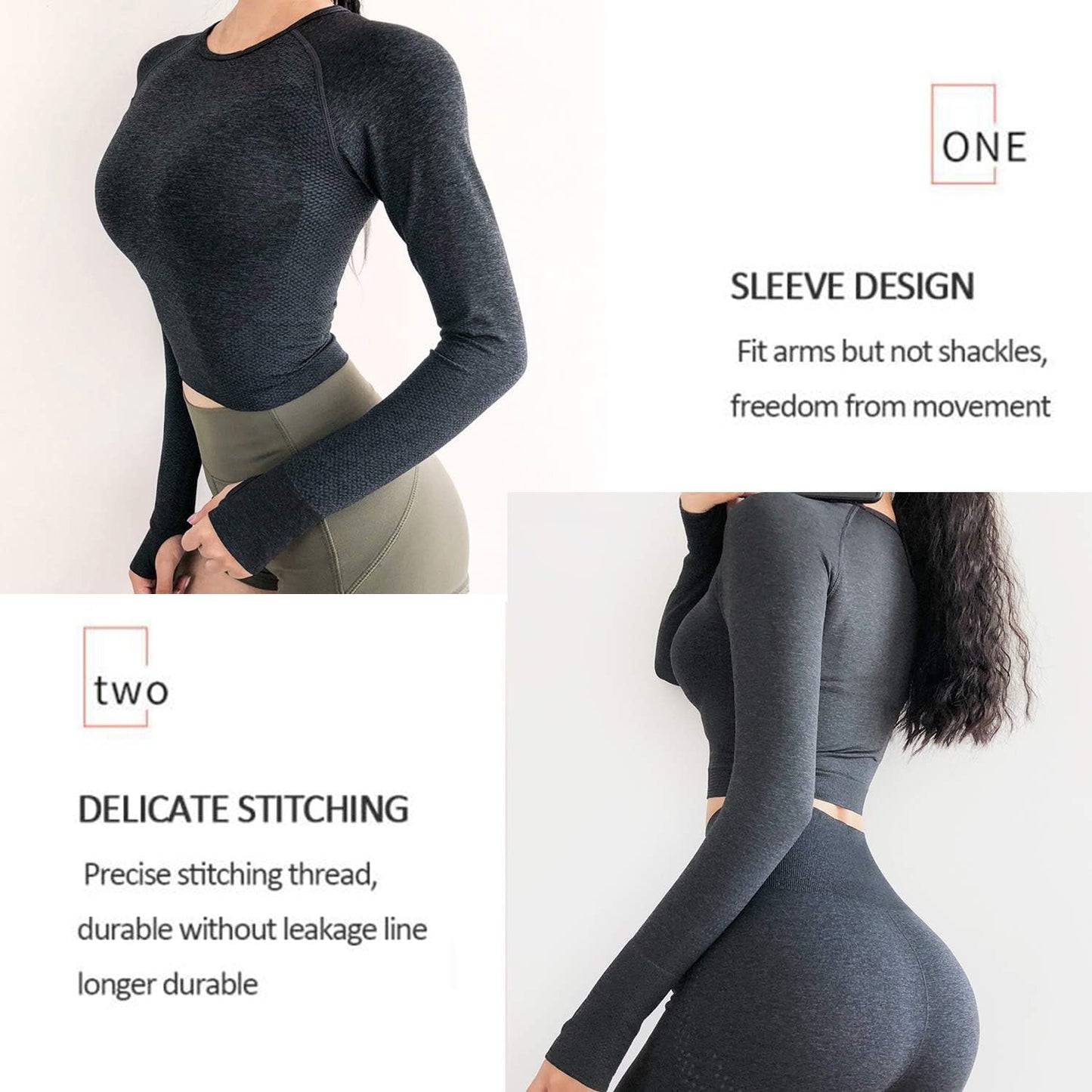 Women'S Long Sleeves Workout Crop Tops Seamless Sports Shirts Fitness Activewear - WORLD TIME VISITS