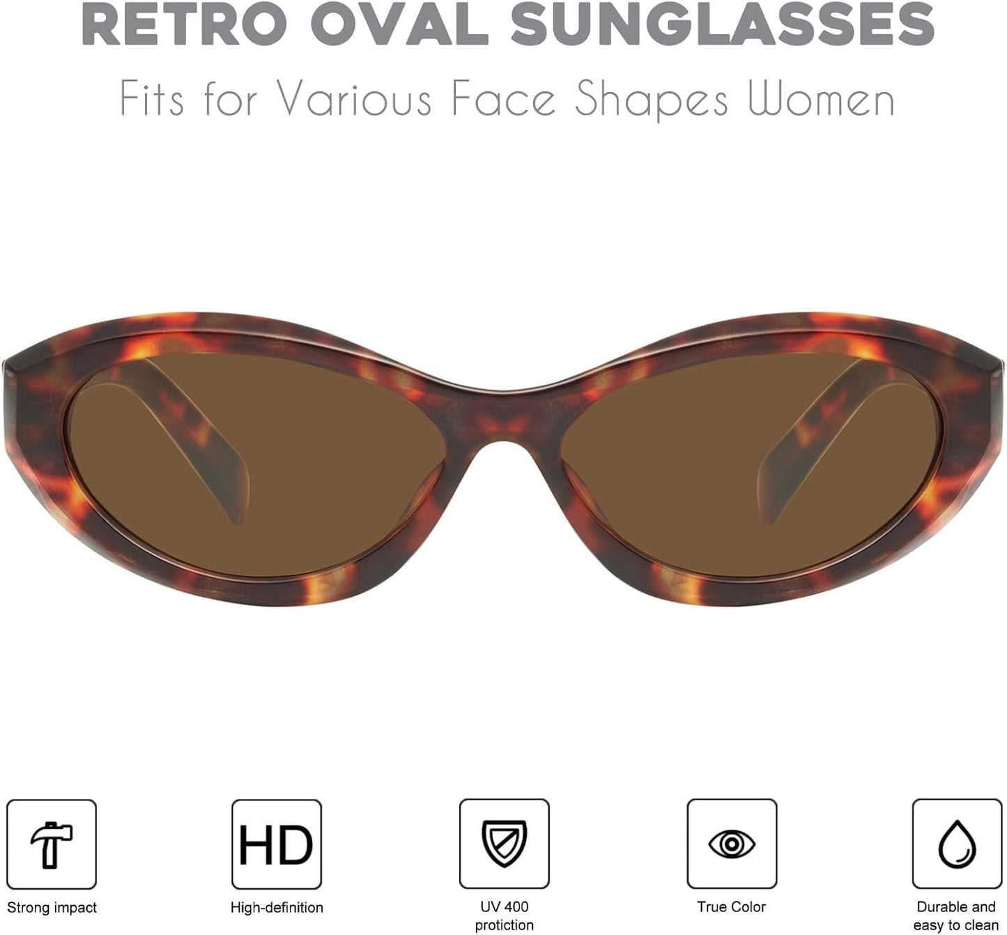 Oval Cat Eye Sunglasses for Women Retro Y2K Style MS52372