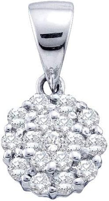 14Kt White Gold Womens round Diamond Flower Cluster Pendant 1/4 Cttw - WORLD TIME VISITS