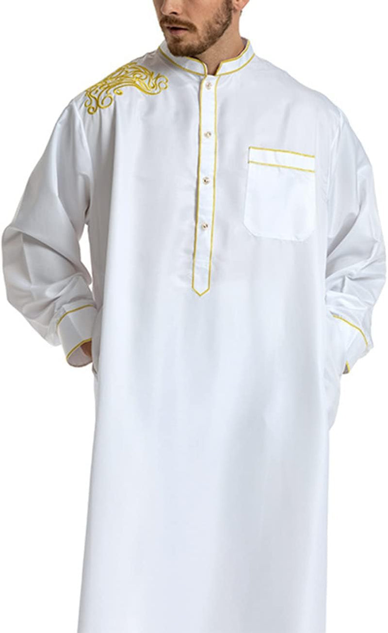 Muslim Islamic Pakistan Dubai Abaya Thobe Middle East Style Embroidered Men'S Clothing S-XXXL
