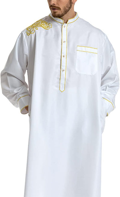 Muslim Islamic Pakistan Dubai Abaya Thobe Middle East Style Embroidered Men'S Clothing S-XXXL
