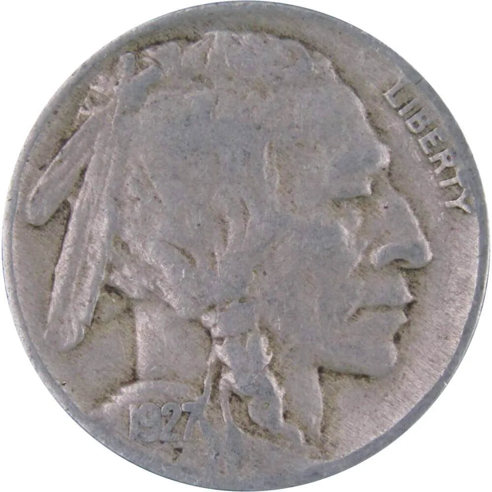 1927 Indian Head Buffalo Nickel 5 Cent Piece F Fine 5C US Coin Collectible Master Coins - WORLD TIME VISITS